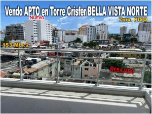 Vendo Apto para Estrenar en Bella Vista Norte, CON VISTA AL MAR, 153 Mts.2, 3 habs., TORRE CRISFER S